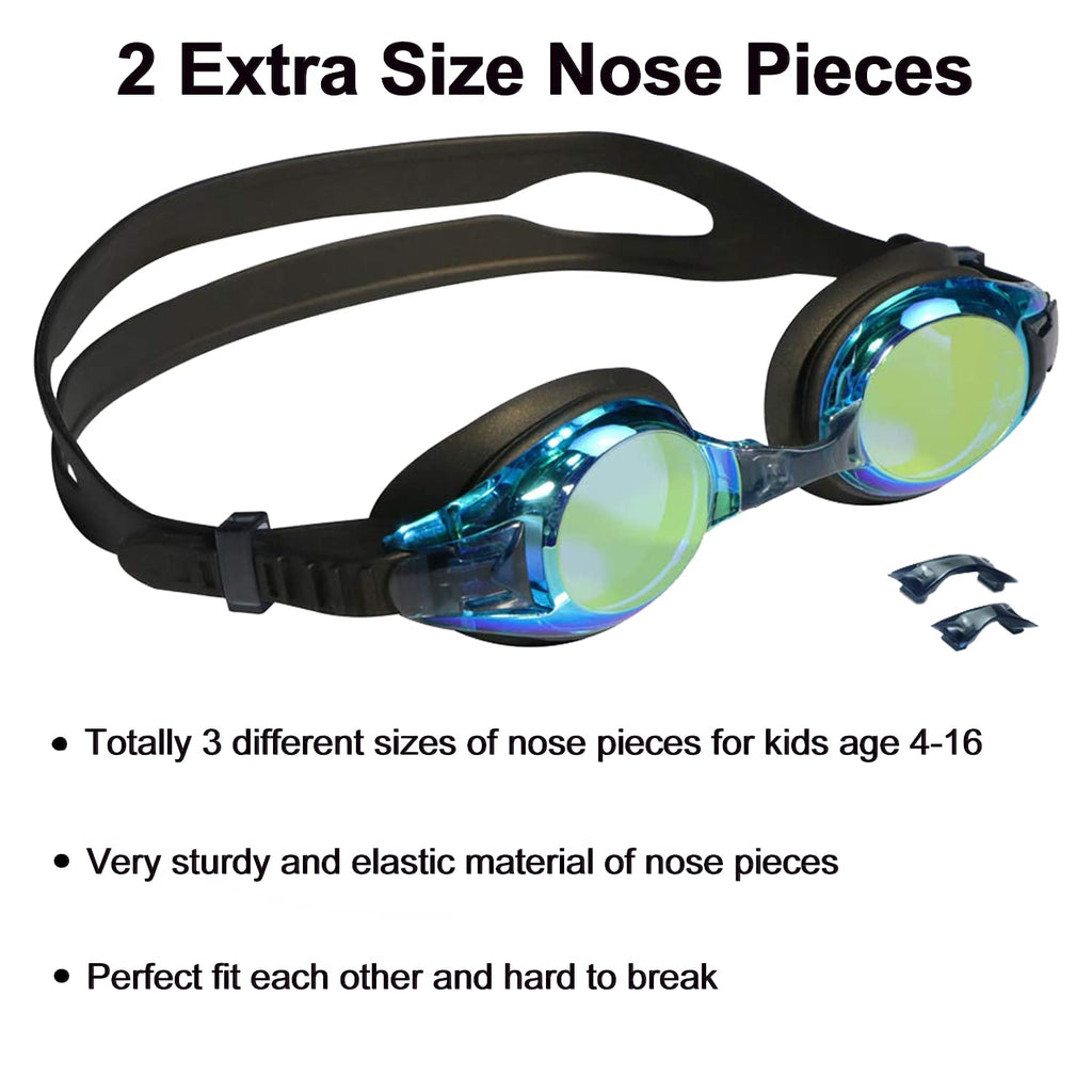 Aegend 2 Pack Kids Goggles, Swimming Goggles for Kids Age 4-16 Boys and Girls Youth, Anti-Fog Pool Goggles, Blue Black