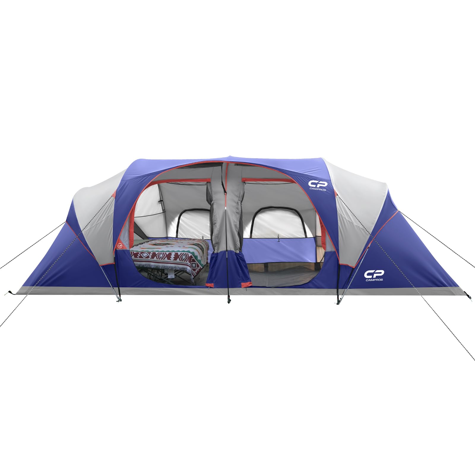 CAMPROS CP Tent 12-Person-Camping-Tents,3 Room Family Tents,Waterproof Windproof Family Tent with Top Rainfly,6 Large Mesh Windo
