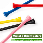 Thiodoon Golf Tees 250 Pcs Professional Natural Wood Golf Tees, 8 Bright Colors Mixed Size 3-1/4 Inch, 2-3/4 Inch And 2-1/8 Inch