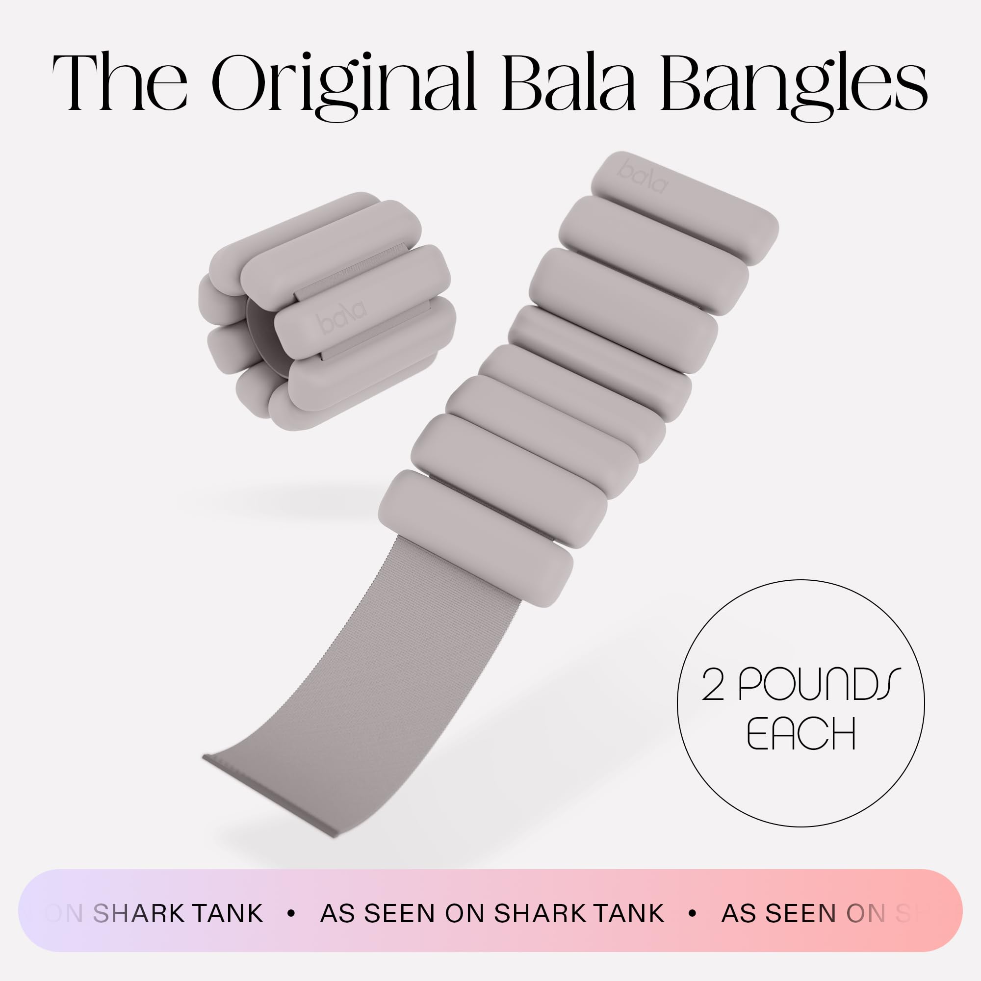 Bala Bangles Wrist & Ankle Weights for Women & Men (Heather) - 2 Pound Adjustable Silicone Weighted Bracelet Set for Gym, Yoga,