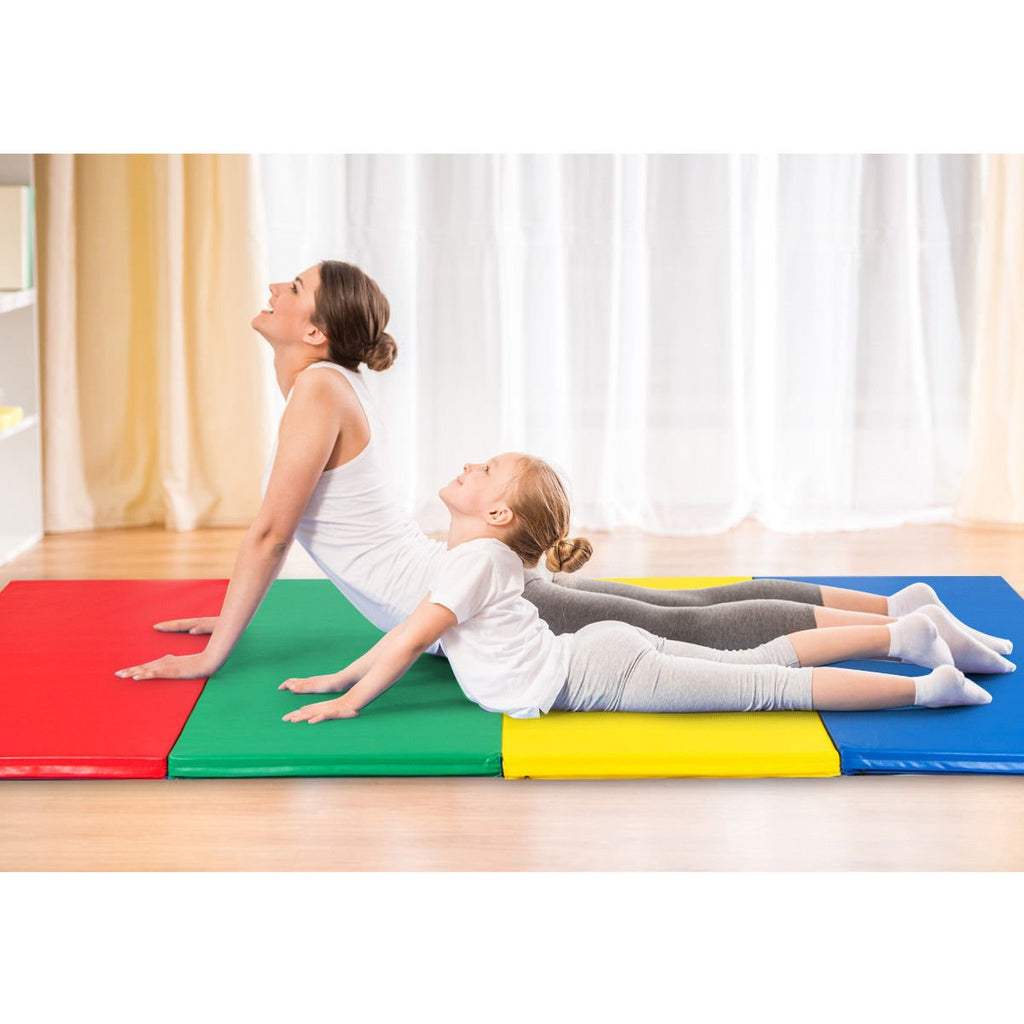 Mat Expert 4X10X2'' Gymnastics Mat Thick Folding For Tumbling Exercise Gym Fitness Mat With Hook & Loop Fasteners (Multicolor)