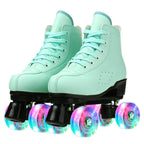 Risup, Roller Skates For Women And Men Cowhide High-Top Shoes Classic Double-Row Roller Skates Four-Wheel Roller Skates For Men 