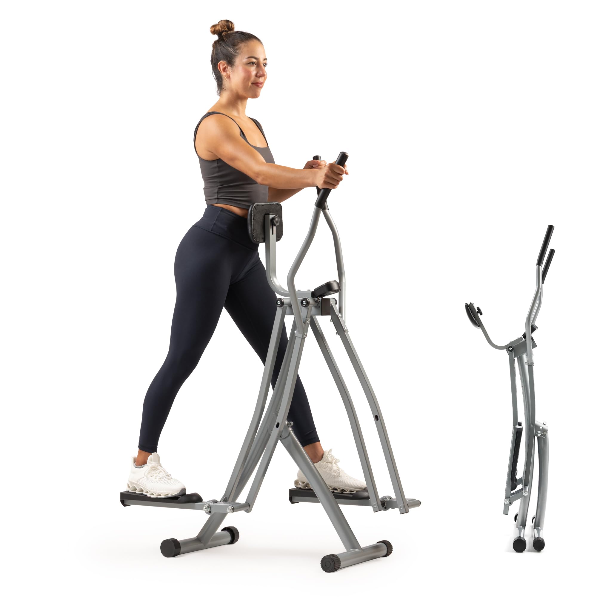 Sunny Health & Fitness Smart Air Walker Elliptical, Low-Impact 30-Inch Stride Home Glider Machine, Senior Cross Trainer for Indo