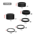 Ztz 11Pcs Headset Spacer Set For 1-1/8 Fork Stem - Aluminum Carbon Fiber Washer Kit (20 15 10 5 3 2 Mm) Bicycle Threadless Ultra
