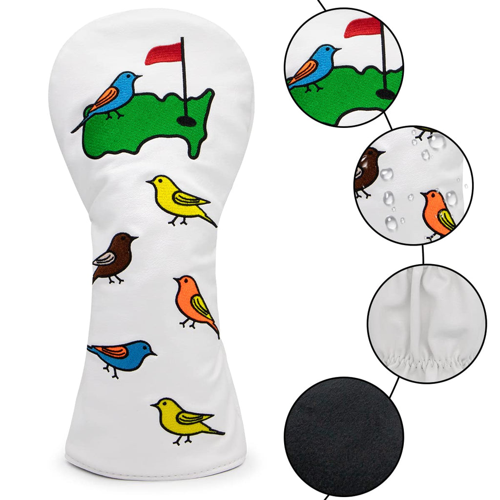 1 Pcs Montela Golf Club Covers,Colorful Birdie Tee 3 Wood Headcover Driver Headcover Fairway Wood Head Covers Hybrid Headcover L