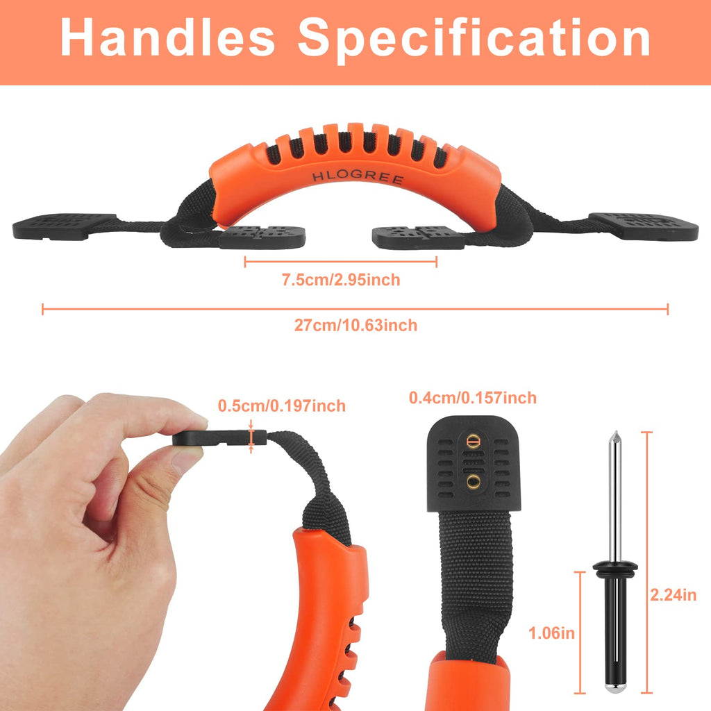 4Pack Kayak Carry Handles, Hlogree Kayaking Accessory Canoe Boat Side Mount Carry Handle Soft Rubber Replacement For Ocean, Life