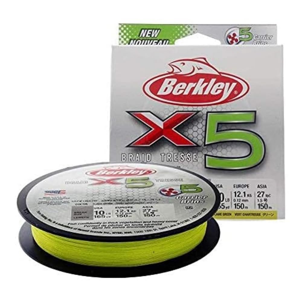 Berkley Jordan Lee X5 Braid Superline, Flame Green, 15-Pound Break Strength, 2188Yd Fishing Line, Suitable For Freshwater Enviro