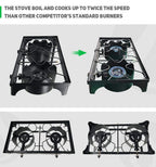 9Trading Cast Iron Free Stand Lp Propane Double Burner Cooking Stove Range Outdoor Cooker