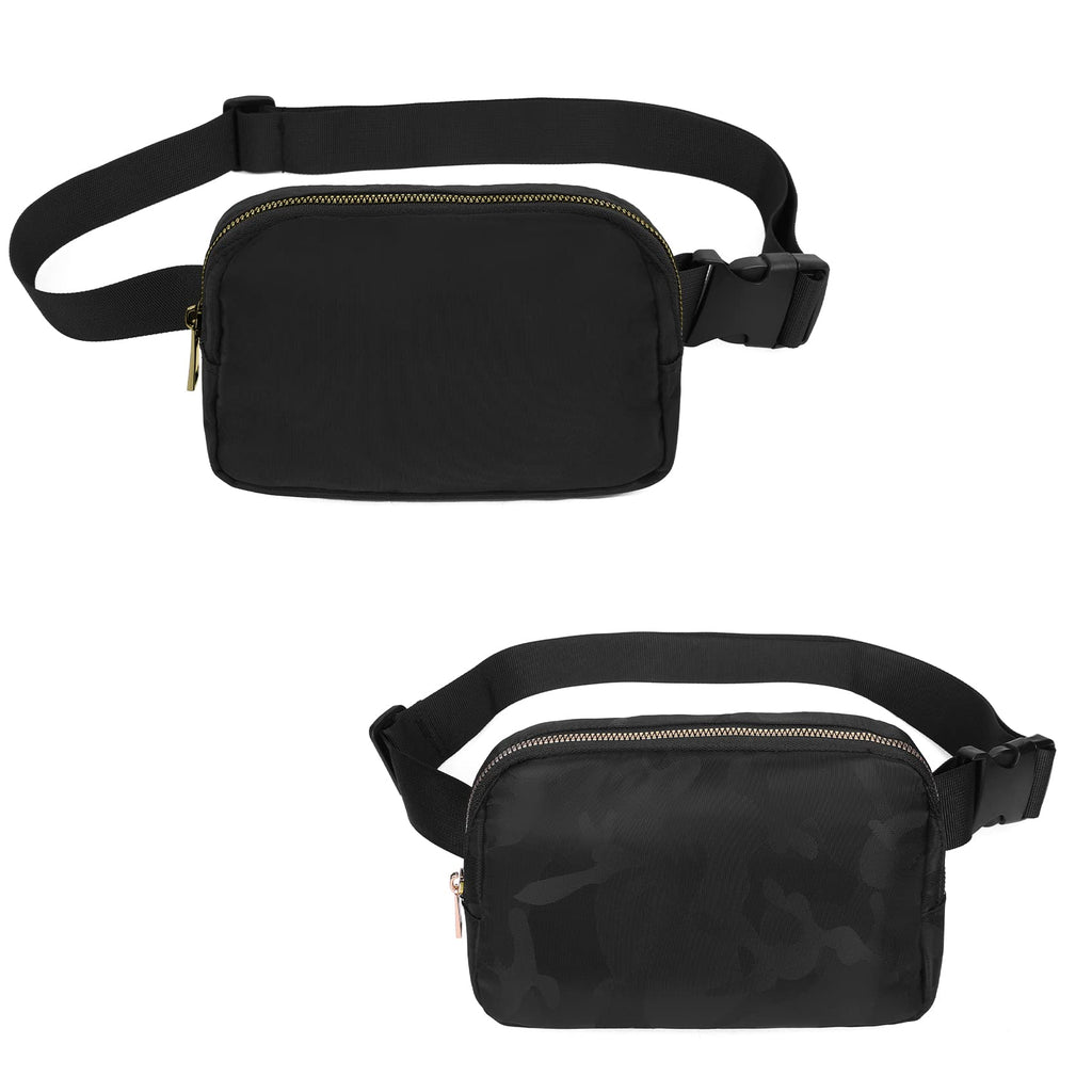 Vorolo 2 Pack Fanny Pack Crossbody Bag For Women And Men Belt Bag Gift For Women Bum Bag With Adjustable Strap For Sports Black+