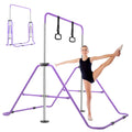 Beeyeo Gymnastic Bars, Folding Horizontal Bars With Rings, Adjustable Height Junior Training Bar Gymnastics Equipment For Home