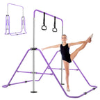 Beeyeo Gymnastic Bars, Folding Horizontal Bars With Rings, Adjustable Height Junior Training Bar Gymnastics Equipment For Home