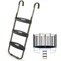Hbtower Trampoline Ladder, 3-Step Trampoline Steps With Horizontal Wide Steps, Skid-Proof Steps Universal Hook, Uv Treated Steel
