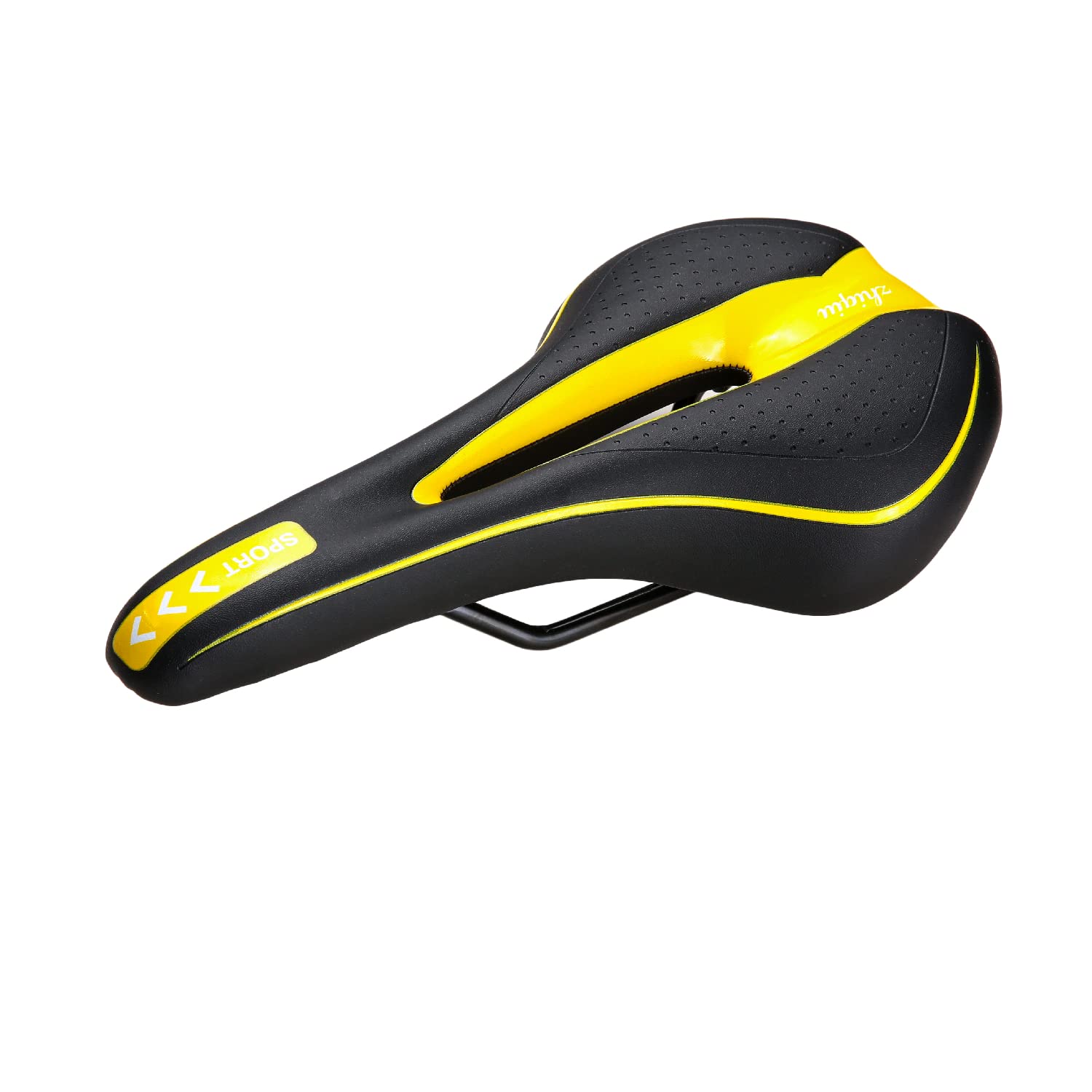 Bike Saddle Seat Comfortable Thickness Padding,Colour Hollow Pad Breathable Fit for MTB Road Bike (Black/Yellow)