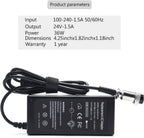24V 1.5A 36W Electric Scooter E100 E200 E300 Battery Charger Standard 3-Prong Inline For Razor E100 E200 E300 E125 E150 E500 E17