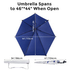 G4Free Upf 50+ Adjustable Beach Umbrella Xl With Universal Clamp For Chair, Golf Bags, Stroller, Wheelchair, Bleacher, Patio(Blu