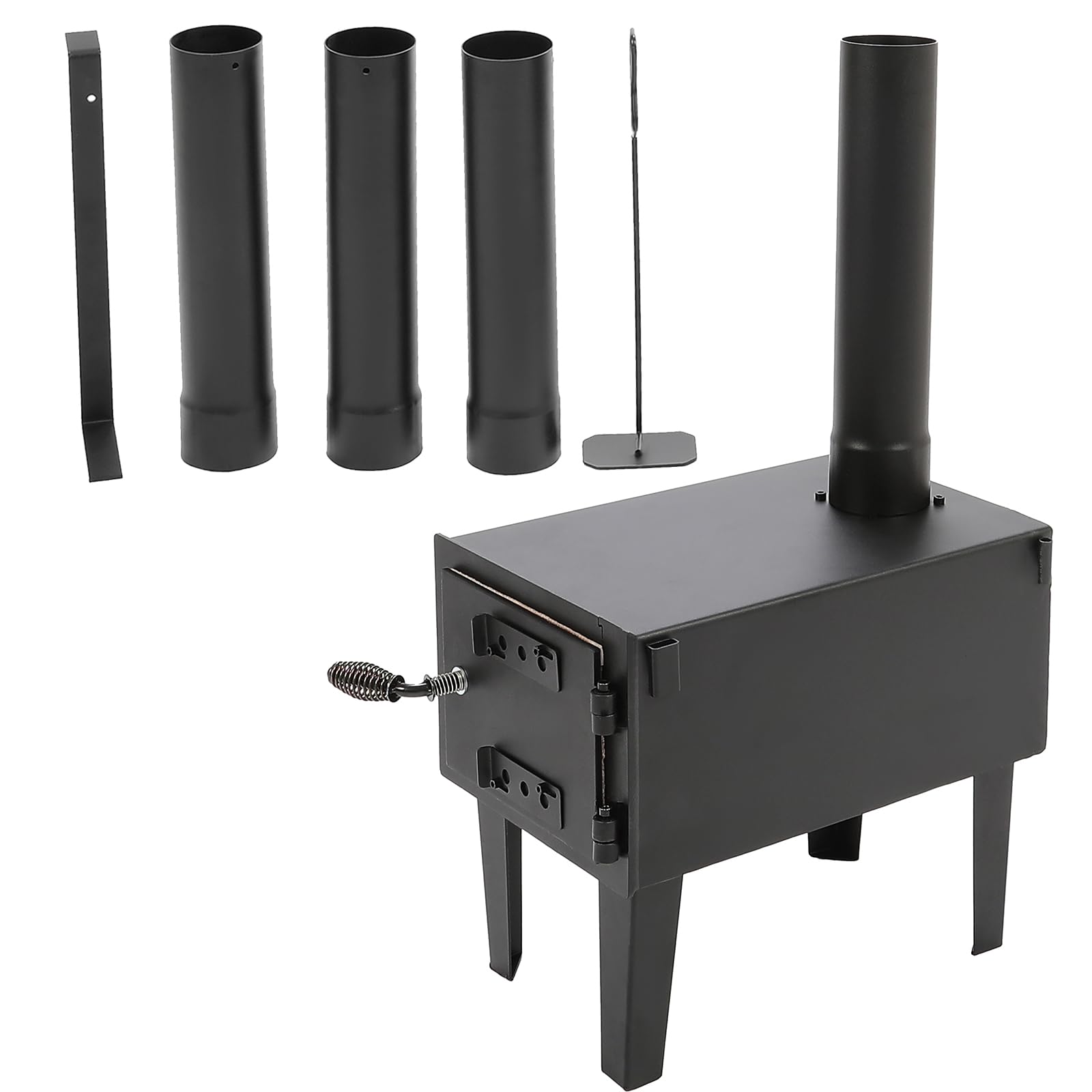 KUAFU Wood Burning Stove Tent Camping Stove for Outdoor Cooking Fishing Hiking Travel Portable Heater with Storable Chimney Pipe