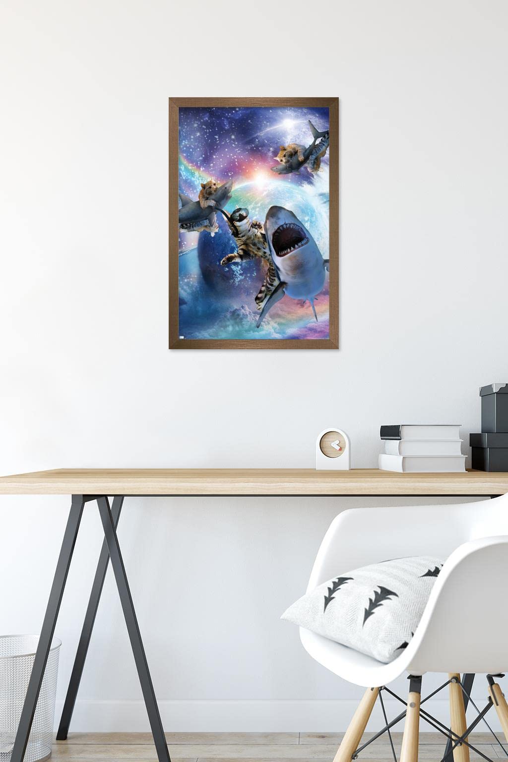 Trends International James Booker - Galaxy Cat Sharks Wall Poster