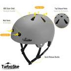 Turboske Skateboard Helmet, Bmx Helmet, Multi-Sport Helmet, Bike Helmet For Kids, Youth, Men, Women (Gray, L/Xl (22.8''-24''))