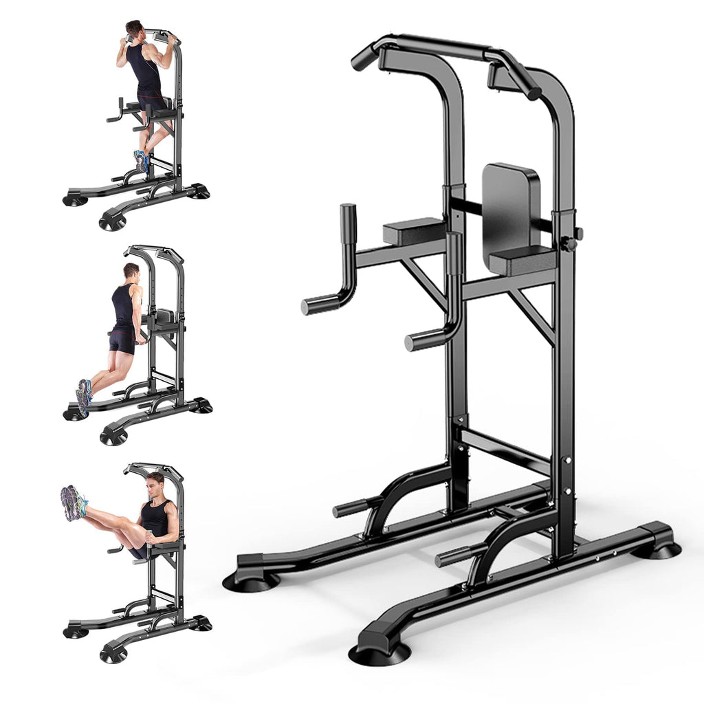 Power Tower Adjustable Height Pull Up Dip Station Multi-Function Home Strength Training Fitness Workout Station For Home Gym (K)