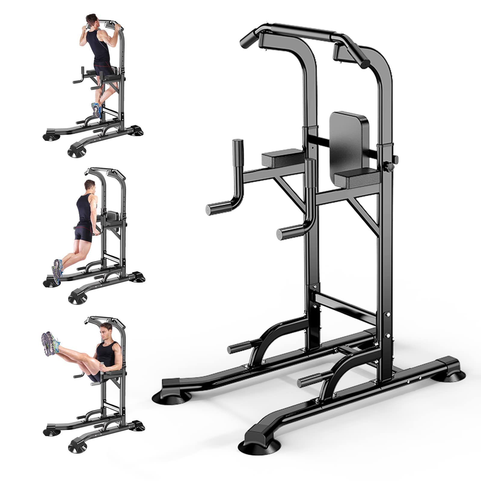 Power Tower Adjustable Height Pull Up Dip Station Multi-Function Home Strength Training Fitness Workout Station For Home Gym (K)