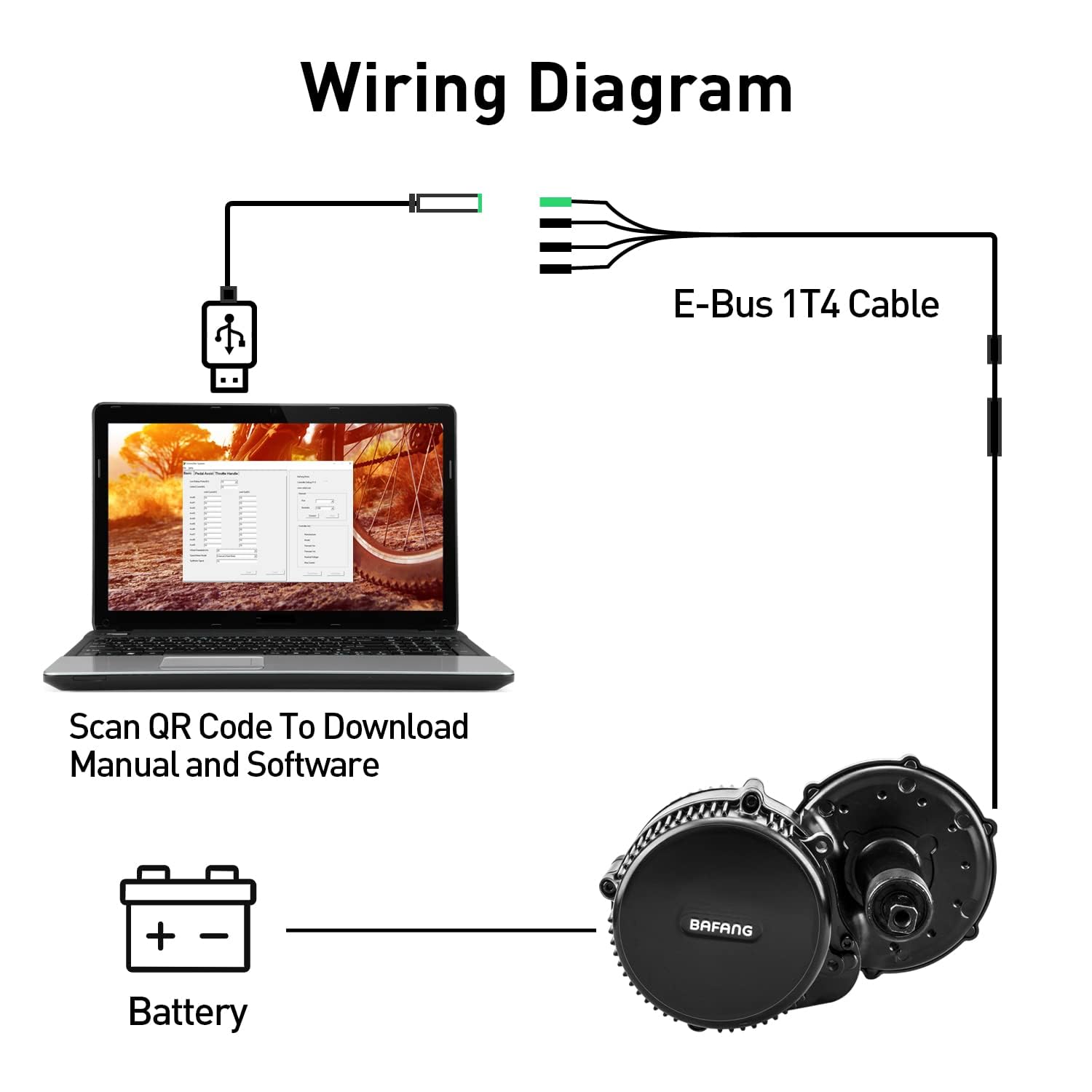 Zeekpowa Programming Cable For Bafang Bbshd Bbs01 Bbs02 Motor 8Fun Electric Bike Motor Programming Cable For Mid Drive Motor 40