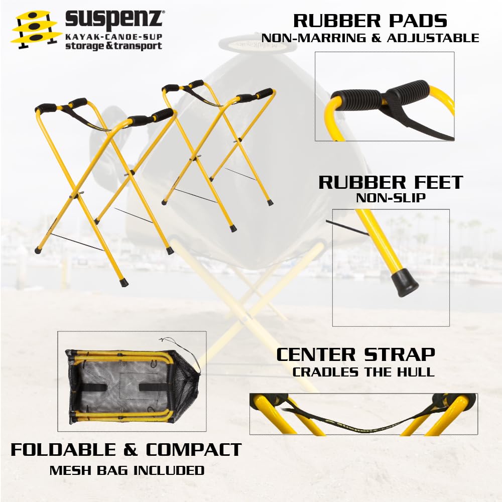 Suspenz Folding Kayak Stand, Portable Stands For Kayaks, Canoes & Sups - 150 Lb Capacity - Size Large 22-1819