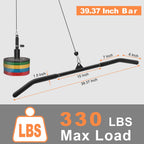 Sertt 39.37 Inch Lat Pulldown Bar Attachment For Pulley Cable Machine, Curl Tricep Press Down Bar With Rubber Handle, Lat Pull D