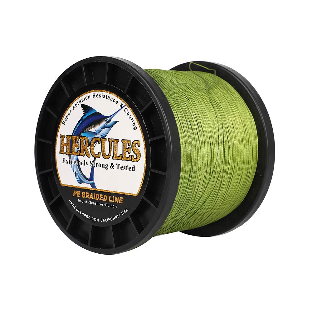 Hercules Braided Fishing Line 1500M 1640Yds 10Lbs-200Lbs Pe Superline 8 Strands (Army Green 120Lb/54.5Kg 0.58Mm)