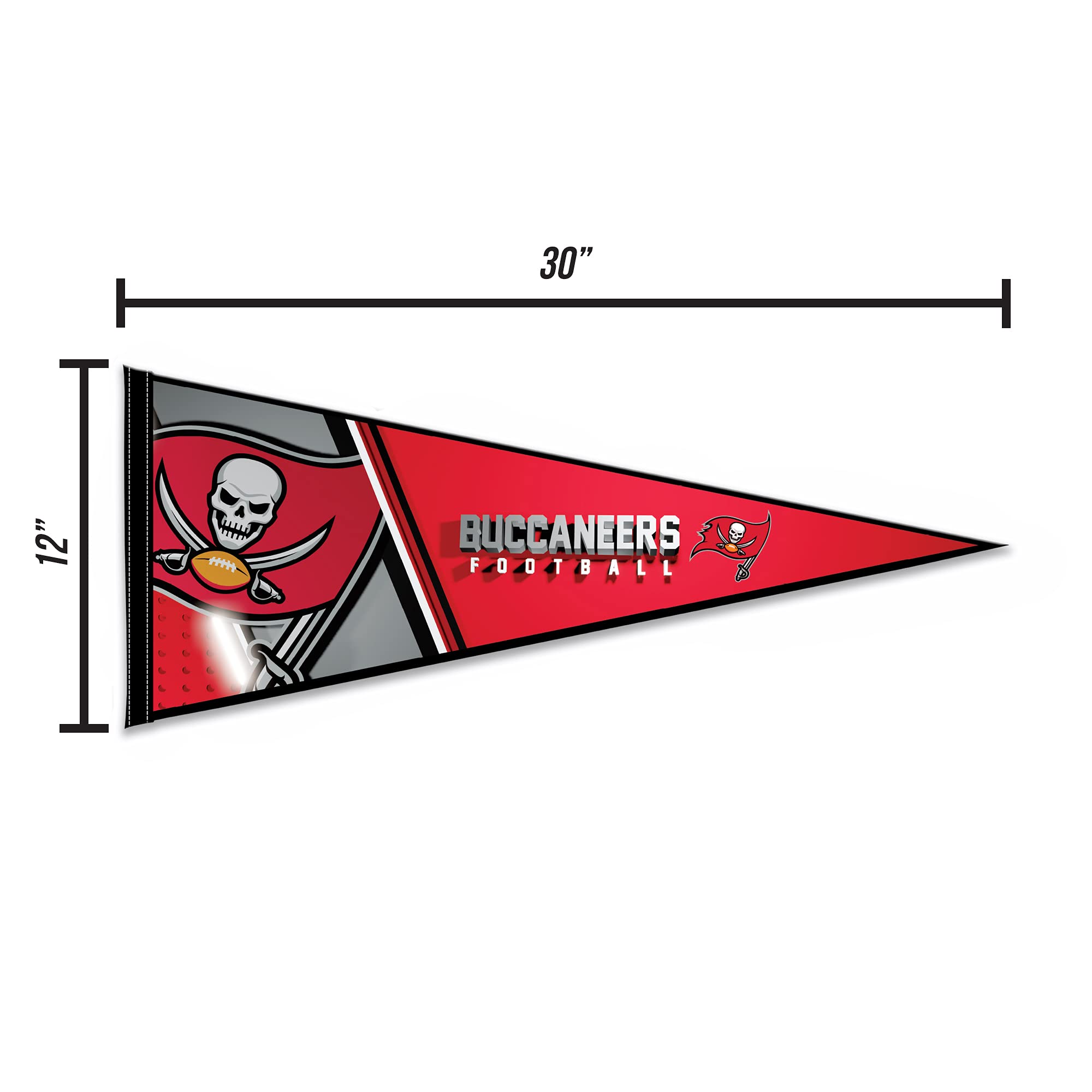 Rico Industries Nfl Football Tampa Bay Buccaneers Primary 12'' X 30'' Felt Wall D  Cor Pennant - Great For Home/Bed Room/Man Cav