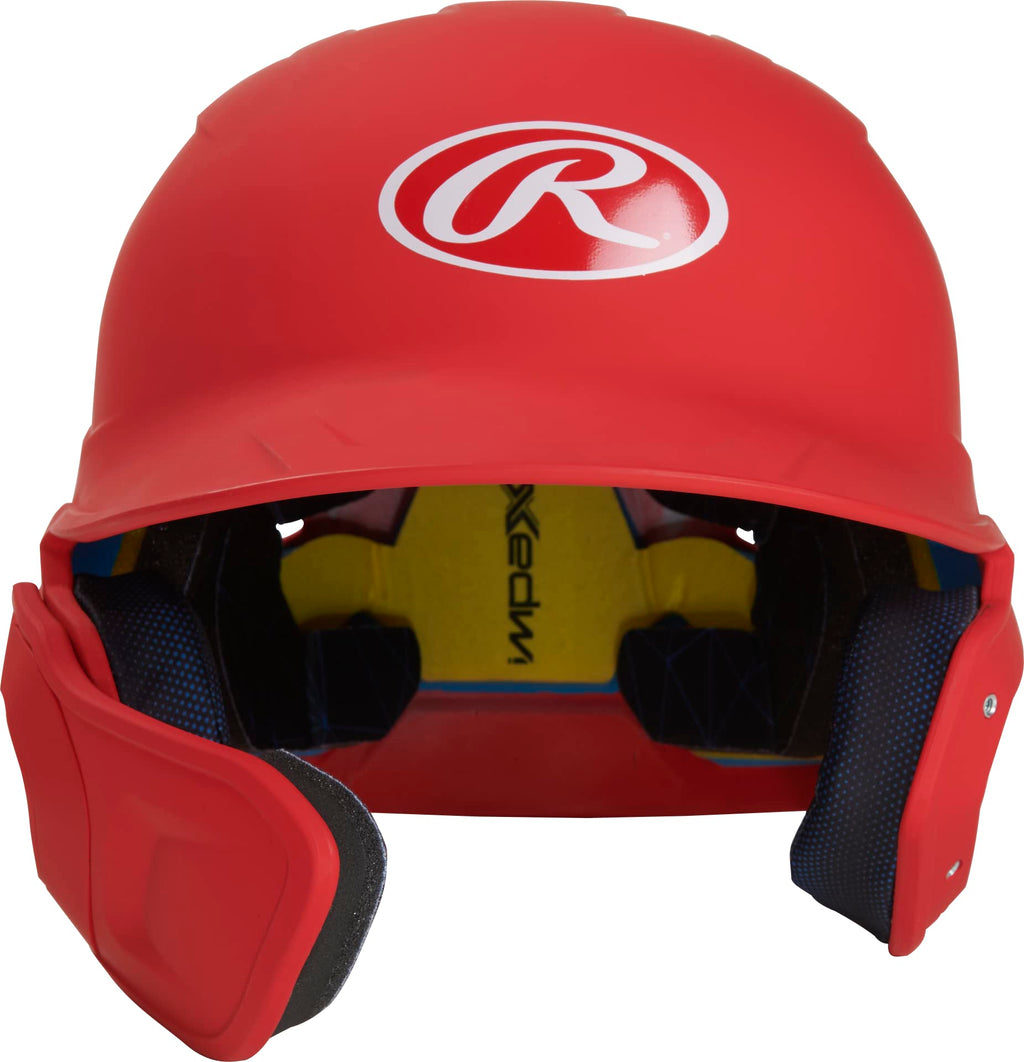Rawlings 2022 Mach 1-Tone Matte Baseball Batting Helmet W/Lhb Adjext, Senior, Matte Scarlet