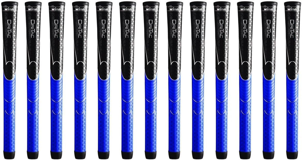 Winn Dri-Tac Midsize 13 Pieces Black/Blue Golf Grip - Non-Slip & Cushioned Comfort - Incredible Comfort & Moisture-Wicking - Sho