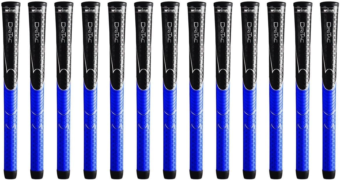 Winn Dri-Tac Midsize 13 Pieces Black/Blue Golf Grip - Non-Slip & Cushioned Comfort - Incredible Comfort & Moisture-Wicking - Sho
