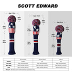 Scott Edward Knit Golf Club Cover With A Pom Set Of 4 Orderly Black And White Dot Head Covers Protect Driver Wood(460Cc) Fairway