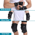 BODYPROX Knee Pads Elbow Pads Wrist Guards Set for Skateboarding, Roller Derby, BMX Ride, and Inline Skating (Medium)