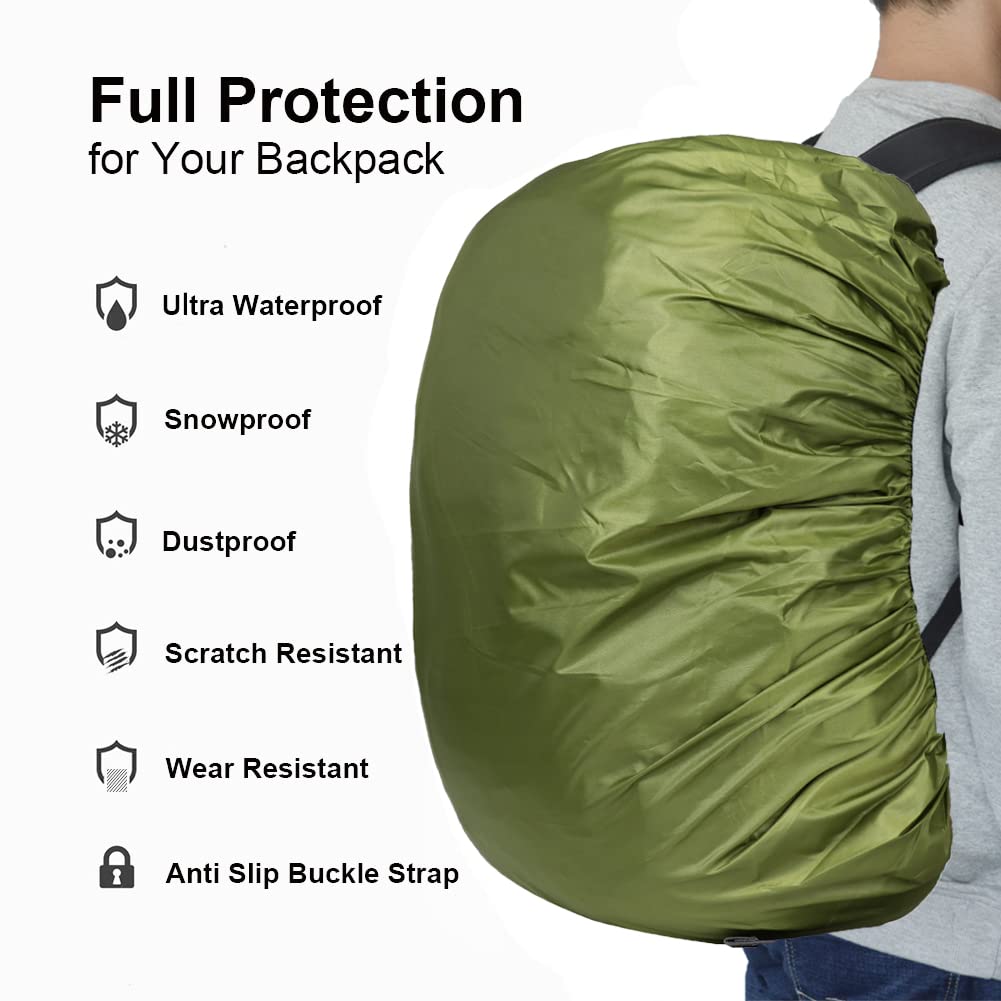 Evotopf Waterproof Backpack Rain Cover With Adjustable Anti Slip Buckle Strap  Sliver Coating Reinforced Inner Layer For Camping