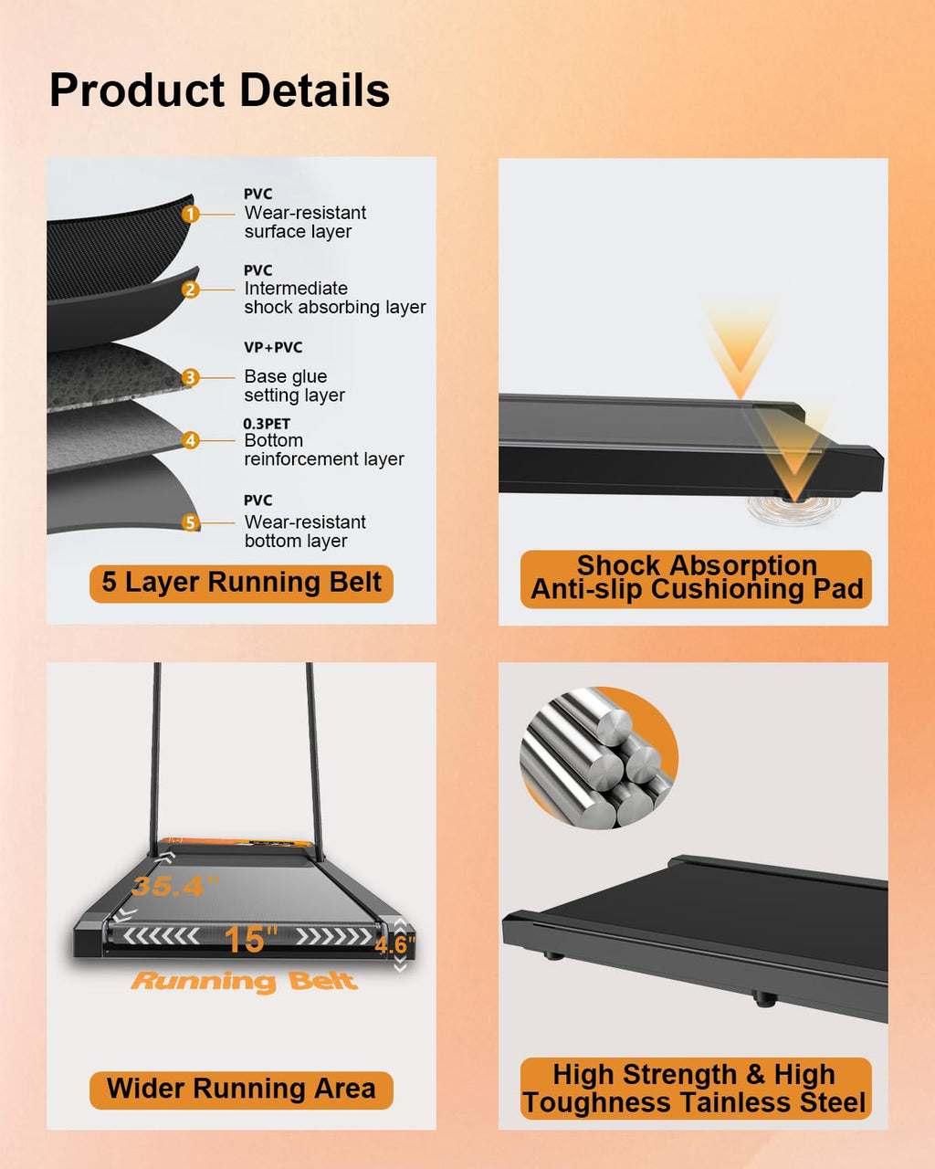 Walking Pad Treadmill With Handle Bar, 2.5 Hp Small Treadmills For Home With App Remote Control And Led Display, 4.0 Speed Porta
