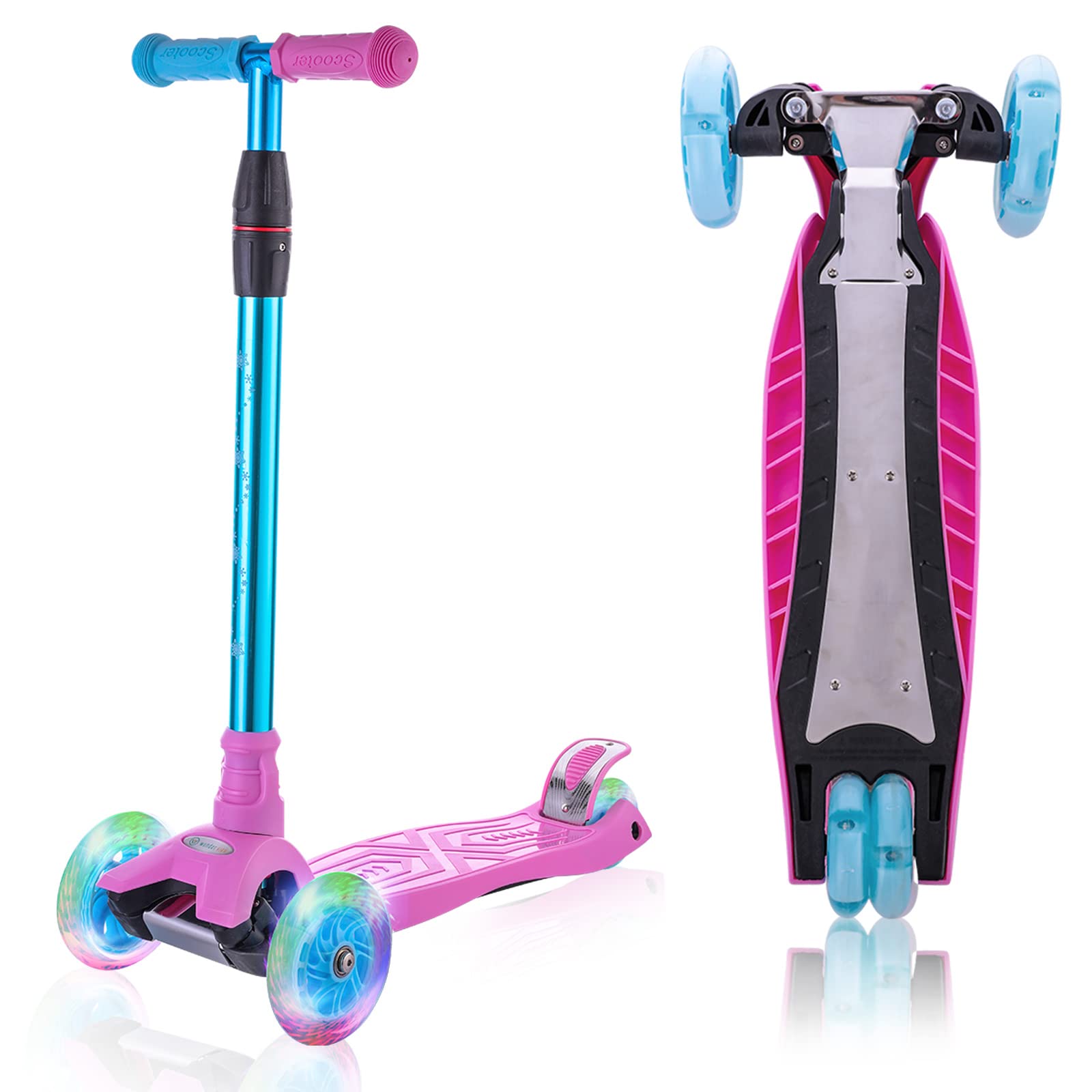 3 Wheel Scooter for Kids, Kids Scooter with Light Up Wheels, Sturdy Deck Design, and 4 Height Adjustable Suitable for Kid Ages 3