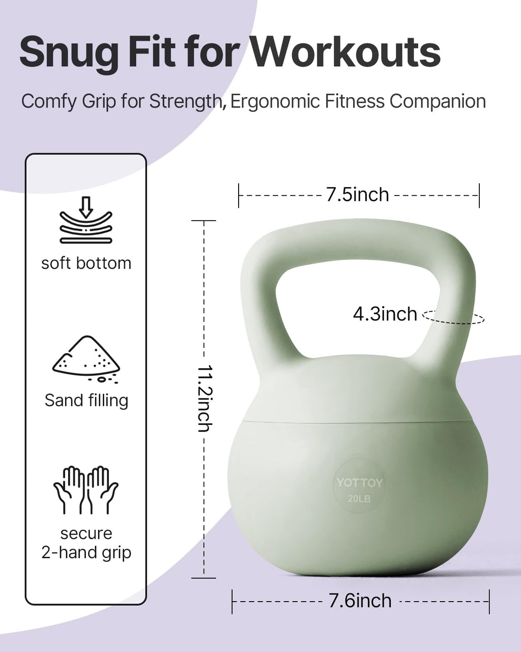 YOTTOY Soft Kettlebell,Kettlebell Anti-Slip Grip Weight for Home Workouts, Kettlebells Set Strength and Safety Guaranteed (Green