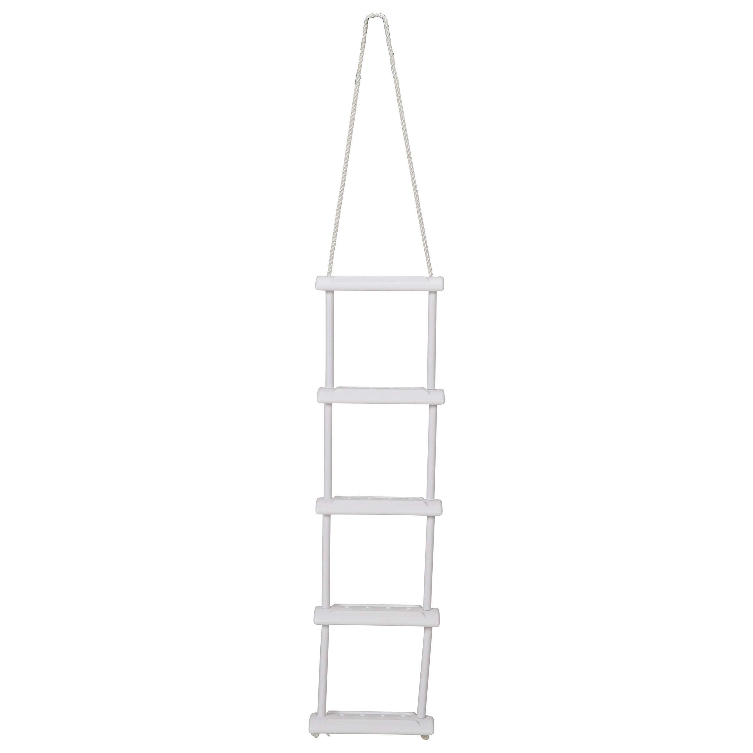Attwood 11865-4 Rope Ladder, 5-Step, 11 -Inch-Wide Blow-Molded Steps, Textured Step Surfaces, Nylon Rope