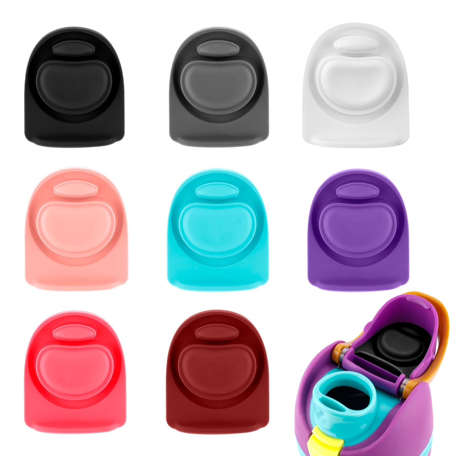BOXOB 8pcs Water Bottle Lid Stopper Replacement for Owala, 8 Colors Silicone Bottle Spout Mouth Cap Stopper Rubber Seal Gasket P