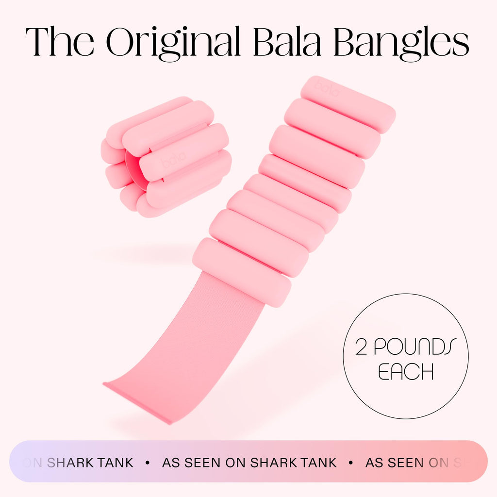 Bala Bangles Wrist & Ankle Weights for Women & Men (Blush) - 2 Pound Adjustable Silicone Weighted Bracelet Set for Gym, Yoga, Pi