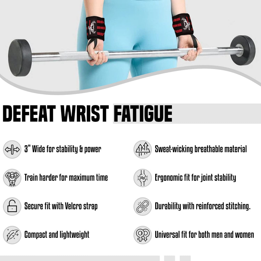 Beast Rage Weight Lifting Wrist Wraps Muscle Building Performance Training Gym Exercise Fitness Straps Thumb Loop Support Stretc