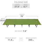 Ever Advanced Compact Camping Cot For Sleeping, Fishing, Outdoor Travel, Folding Portable Bed With Carrying Bag Supports Up To 2