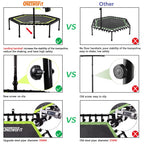 Onetwofit 48'' Silent Mini Trampoline With Adjustable Handle Bar Fitness Trampoline Bungee Rebounder Jumping Cardio Trainer Work