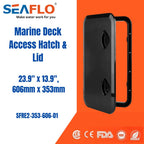 Seaflo Marine Boat Deck Access Hatch & Lid 23.9'' X 13.9'', Black, 606Mm X 353Mm