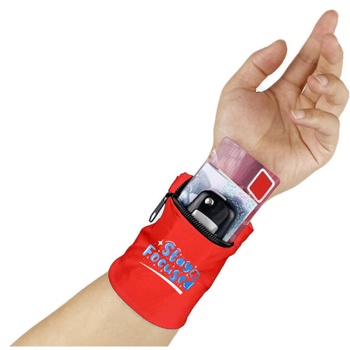 95Miles Garments Red Stay Focused Wrist Band Wallet Wrist Pouch For Multiuses Wristband Wallet For Sports Gym Exercise Outdoor A