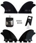 Ho Stevie! Frp Quad (4) Surfboard Fins - Stronger Than Regular Nylon Fins - Includes Fin Bag, Screws, Wax Comb And Fin Key (Blac