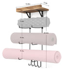 Bikoney Yoga Mat Holder Wall Mount Yoga Mat Storage Home Gym Accessories With Wood Floating Shelves And 4 Hooks For Hanging Foam