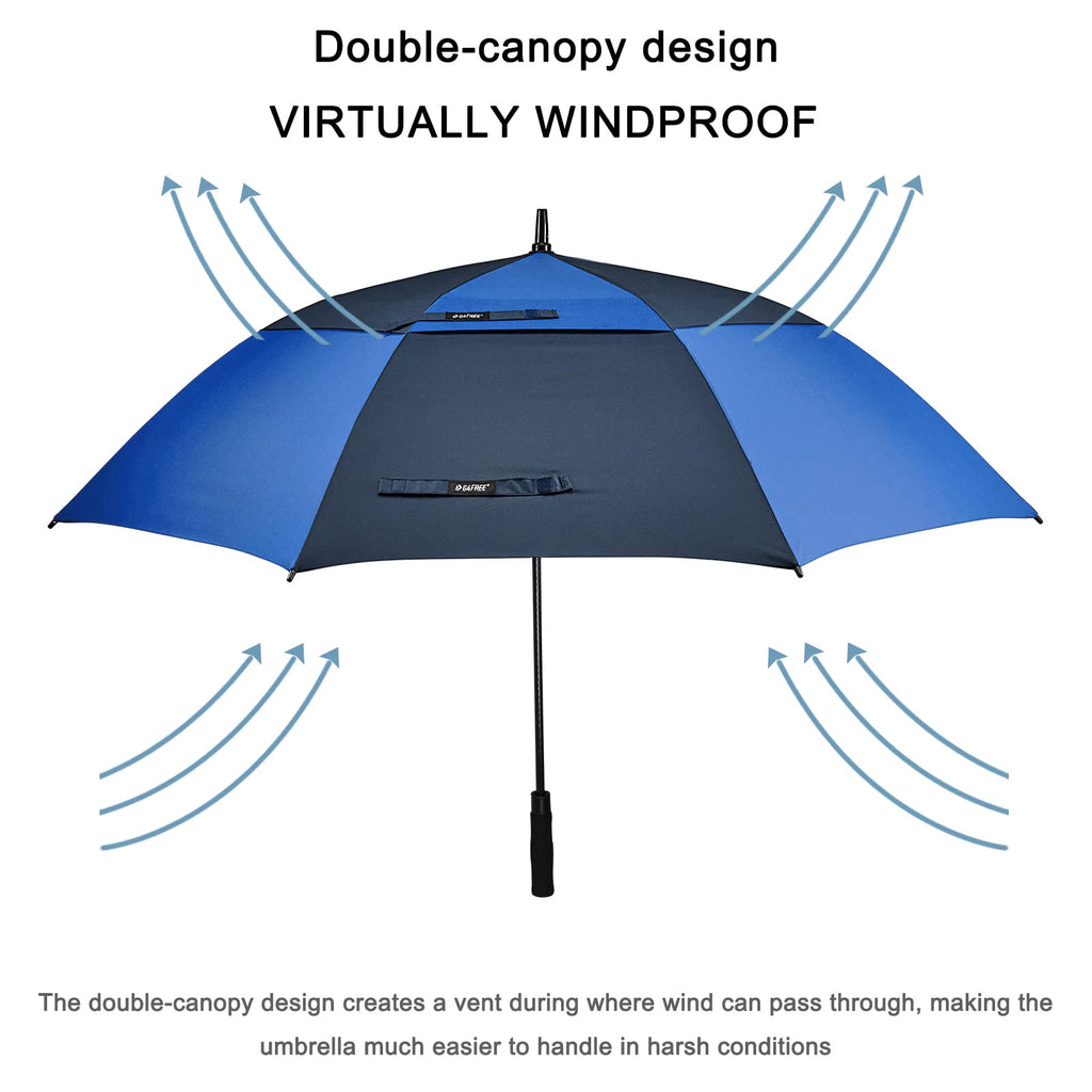 G4Free 68 Inch Automatic Open Golf Umbrella Double Canopy Extra Large Oversize Windproof Waterproof Stick Umbrellas(Dark blue/Sa