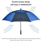 G4Free 68 Inch Automatic Open Golf Umbrella Double Canopy Extra Large Oversize Windproof Waterproof Stick Umbrellas(Dark blue/Sa